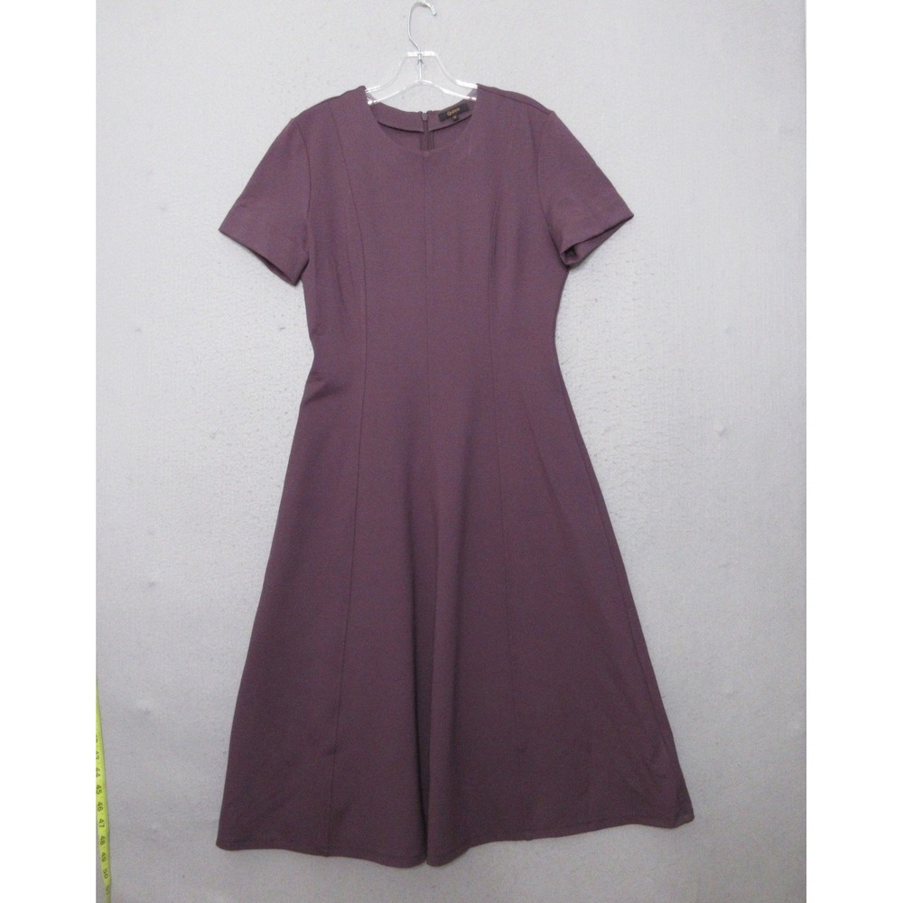 Quince Dress Medium Purple Ultra Stretch Ponte Fit Flare Quiet Luxury Minimalist